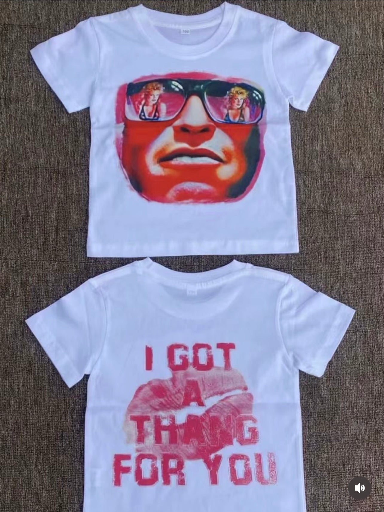 White teeswith red accents